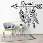 Виниловая наклейка на стену с изображением стрелы пера мечты племенного тотема амулет для детского сада детской комнаты спальни арт-деко Настенная Наклейка Стикер роспись подарок