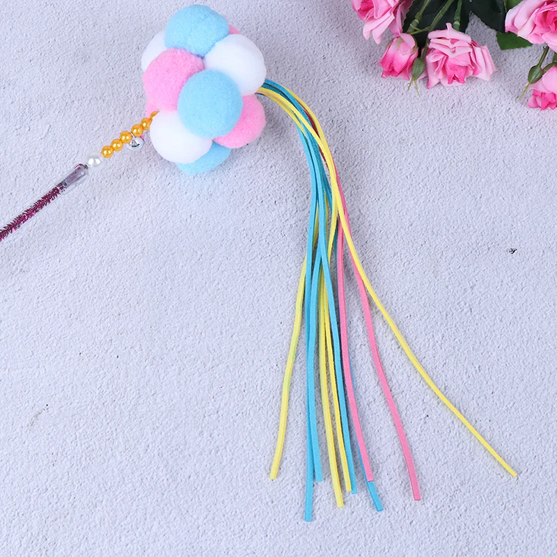 

1pcs Pet Cat Toy Teaser Cat Teasing Stick Toy Fairy Ball Bell Tassels Interactive Stick Cat Supplies