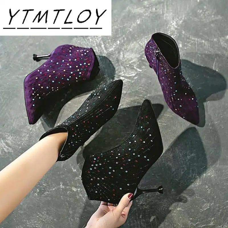 2020 новая Брендовая обувь на высоком каблуке Блестящие свадебные туфли расшитые