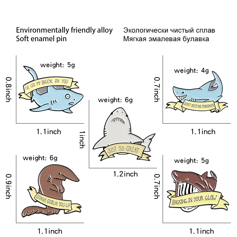 

Funny Expression Brooch New Charms Shark Pin Brooch Badge High Quality Decoration Whale shark Mischievous Action Pins Wholesale