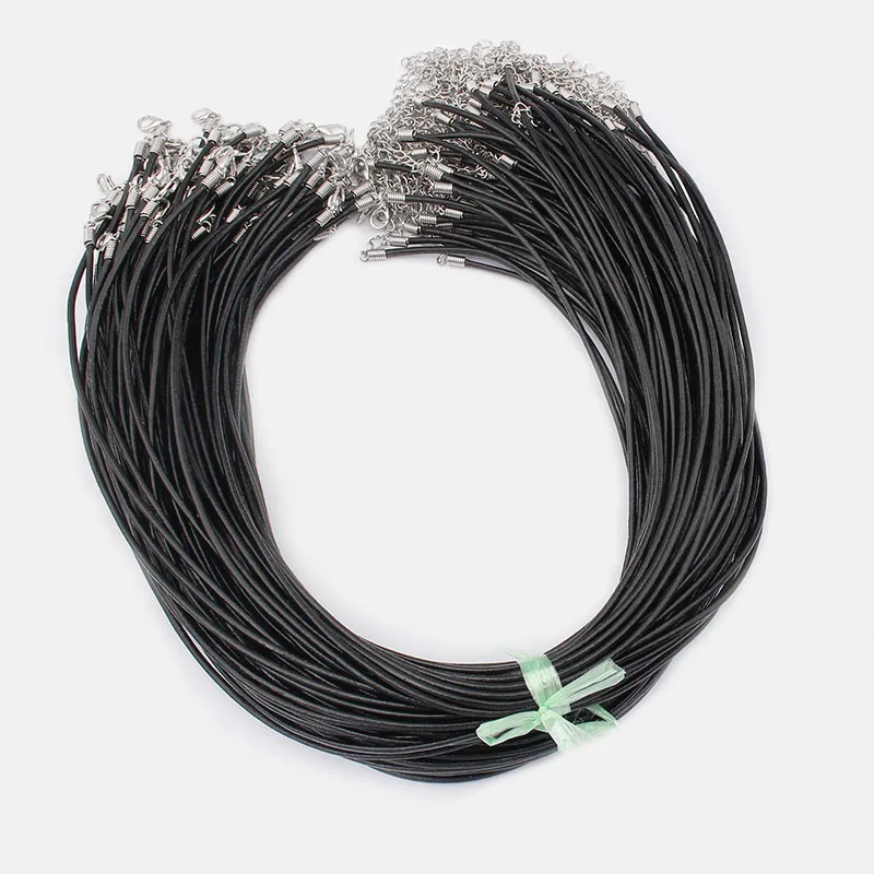 

50pcs/lot 2mm Black Genuine Leather Cord Adjustable Braided Rope For DIY Necklace Bracelet Jewelry Making Findings