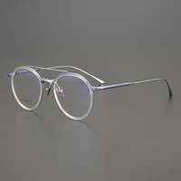 japanese high quality titanium acetate glasses frame men personality pilot eyeglasses for women clear lens prescription eyewear