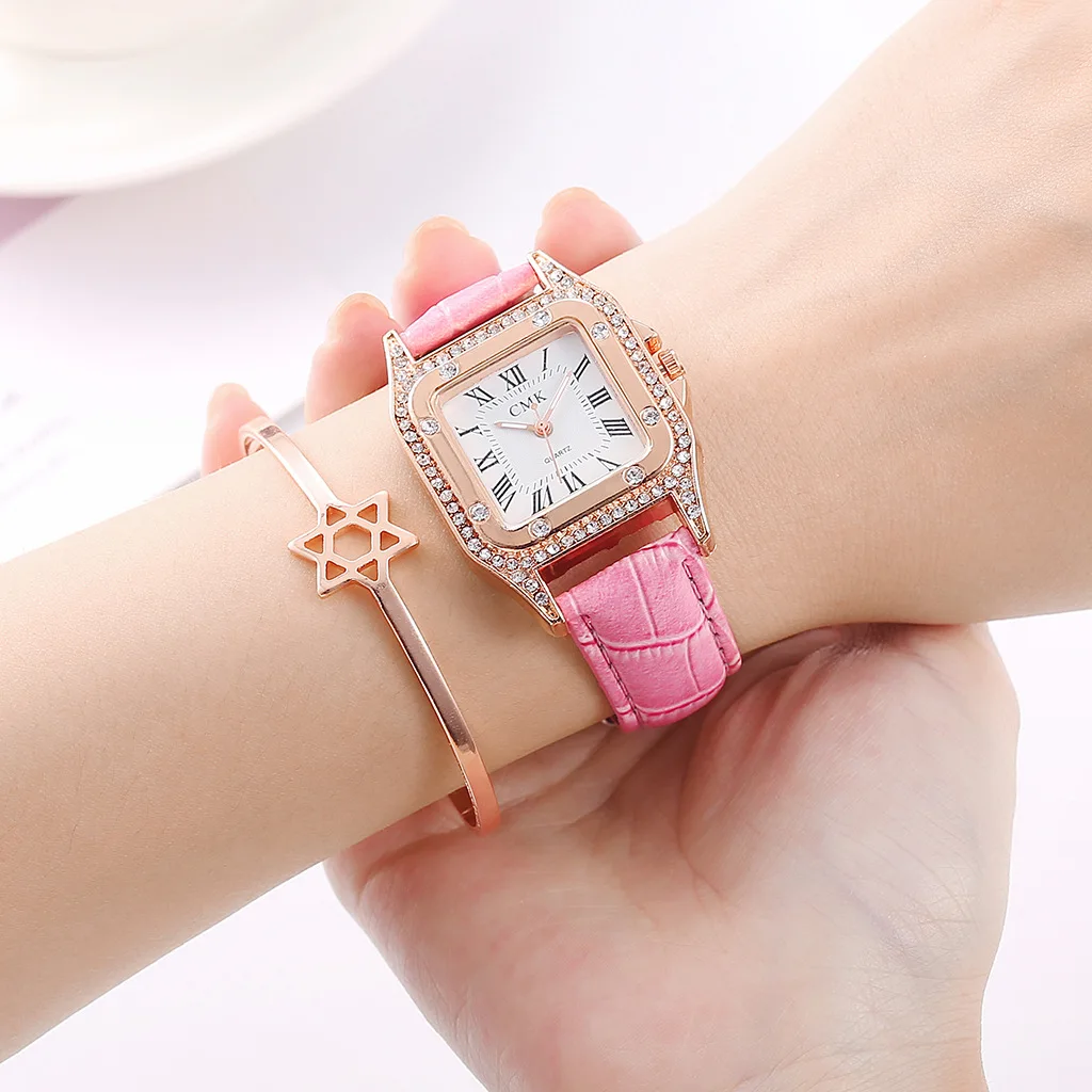 Часы наручные женские кварцевые с квадратным циферблатом люксовые