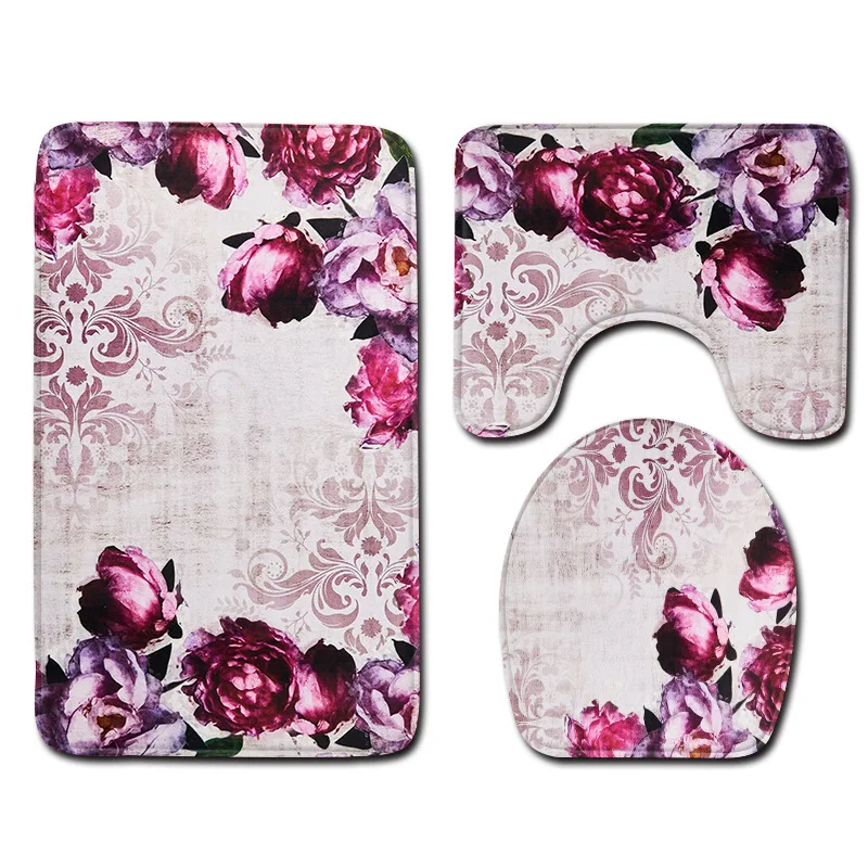 Фиолетовый коврик для ванной Crocus Цветочный Коврик унитаза противоскользящий