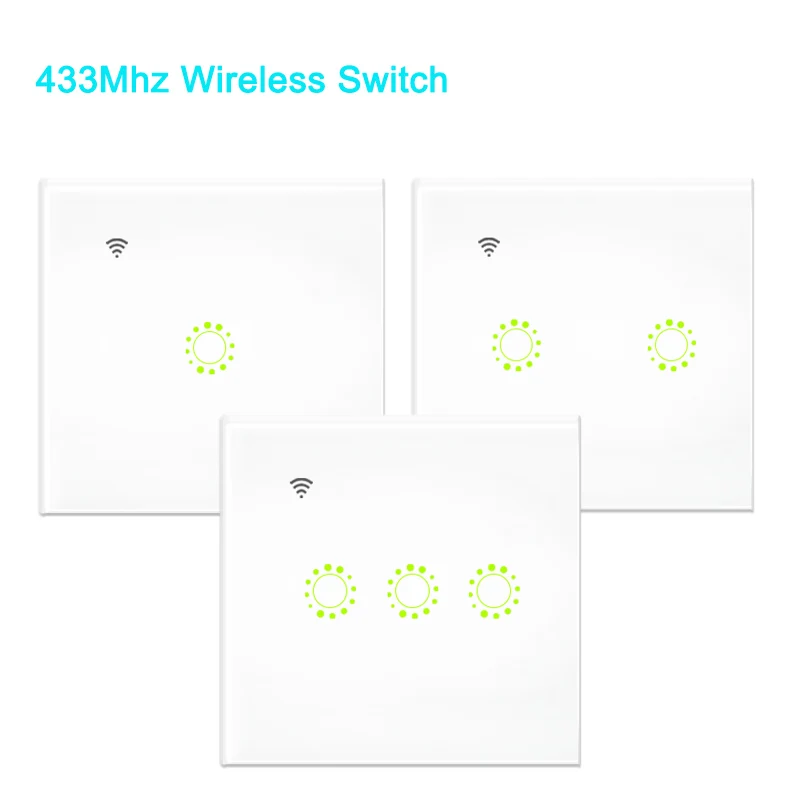 433 МГц 86 настенная панель беспроводной сенсорный стеклянный выключатель