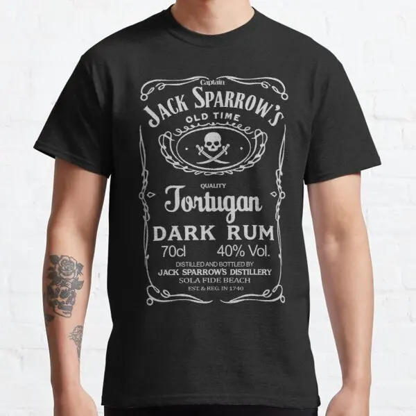 Captain jack sparrow s dark rum STRING 100% cotton summer men's  T shirts Biker T-Shirt Male Cotton Short Sleeve Tee Shirt