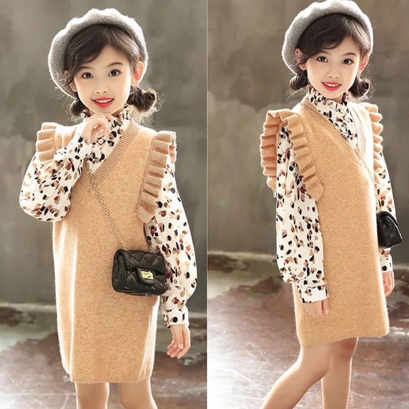 Весна 2020 школьные вязаные свитера для девочек пуловеры платья Детский свитер