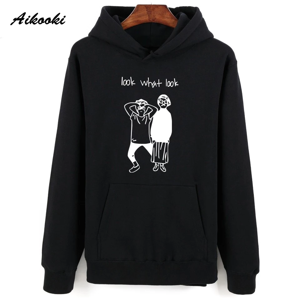 

Cartoon Novelty moletom Letters 'LOOK WHAT LOOK ' Hoodies Popular Men/Women Couples Hoodies Sweatshirts Long Sleeve Coats Tops
