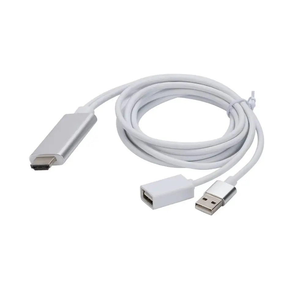 Кабель преобразователь HDTV для iPhone iPad Android на HDMI ТВ адаптер с USB портом питания
