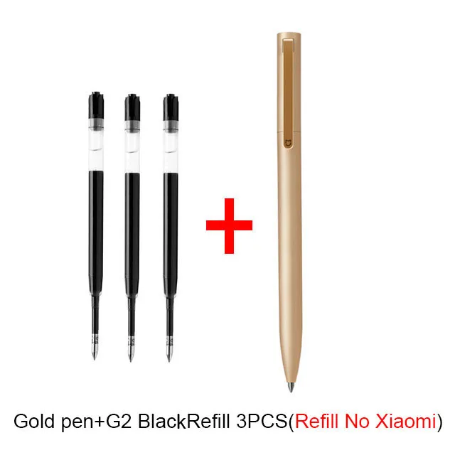 1pen and 3Black ink Xiaomi Mijia металлический знак гелевая ручка шариковая ручка Mijia авторучка 0,5 мм PREMEC гладкая швейцарская заправка черные, голубые чернила - Цвет: 1pen and 3Black ink