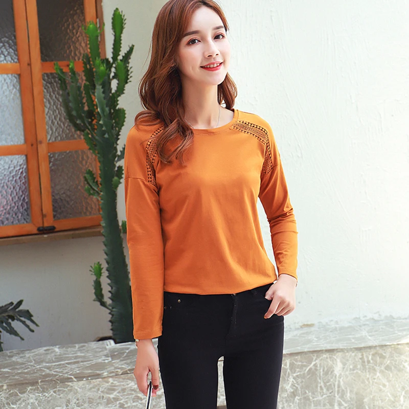 GGRIGHT футболка с длинным рукавом женская одежда 2019 зимние винтажные полые для