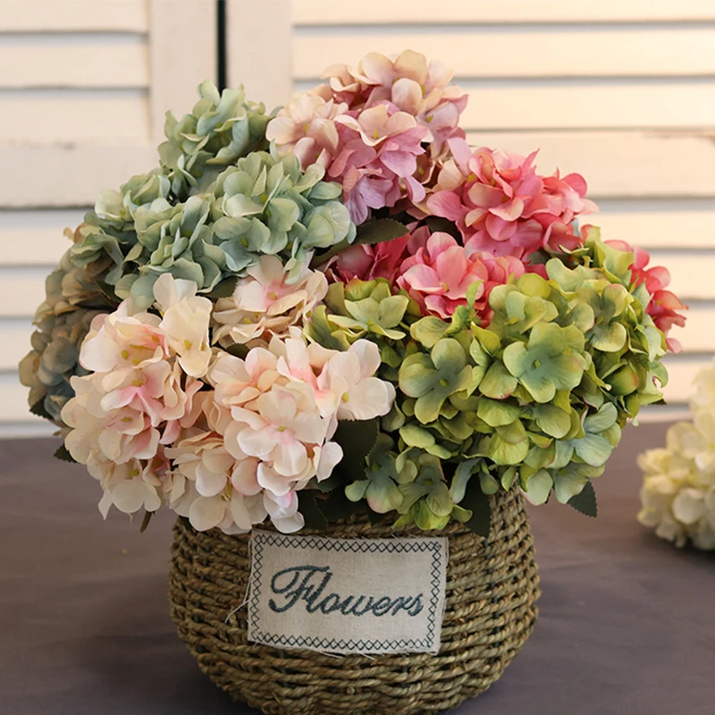 

6 head Hydrangea Artificial Silk Flowers Bridal hand Bouquet Fake flowers For Wedding Home Decoration Photo Props 32cm long