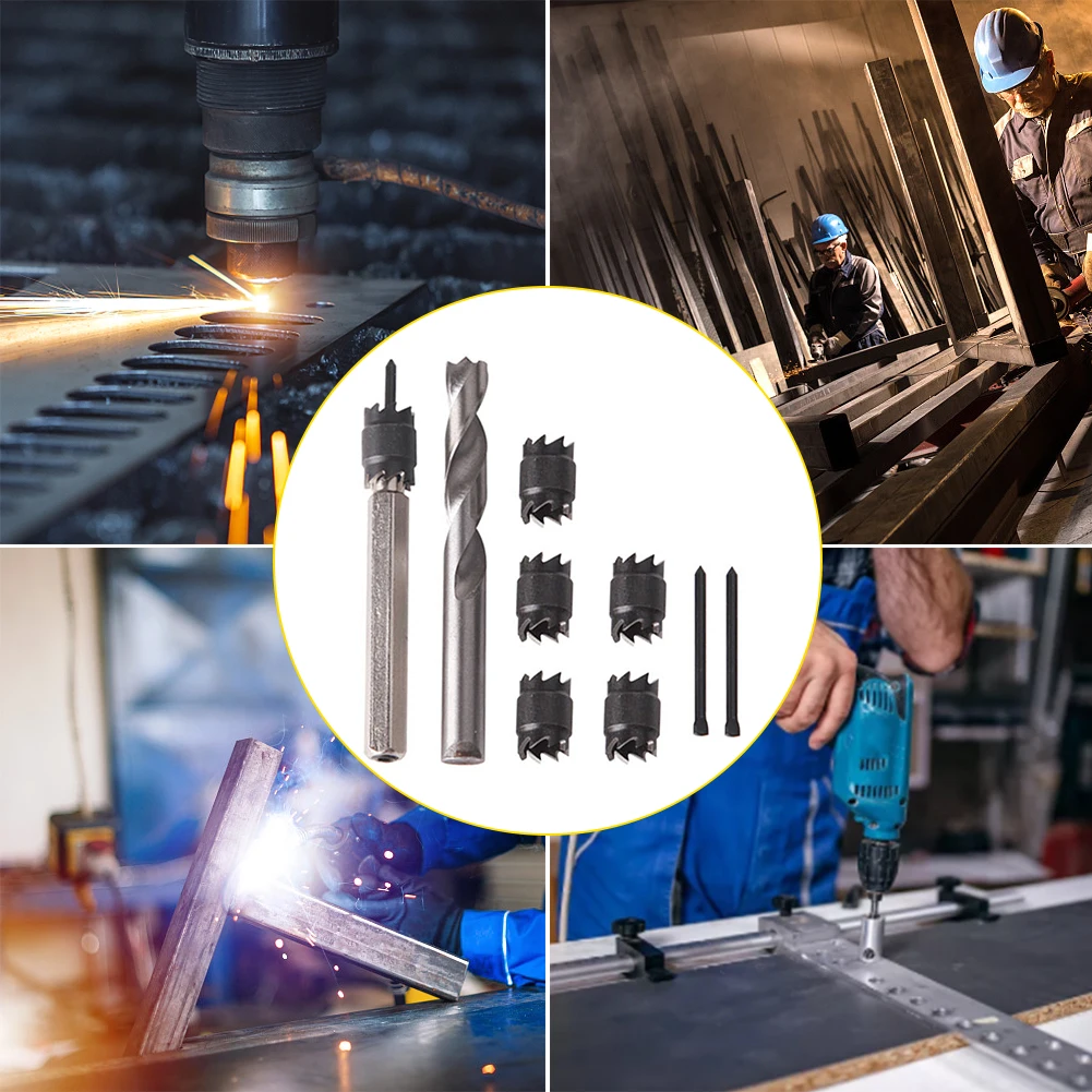 

9pcs Fittings High Hardness Drill Bit Welding Durable Universal Spot Weld Cutter Set Drilling Punch Remover Double Sided Rotary