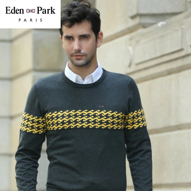 Eden Park, с принтом, тянет,, модный брендовый хлопковый Мужской пуловер, свитеры, повседневный вязаный свитер, Мужской пуловер, одежда