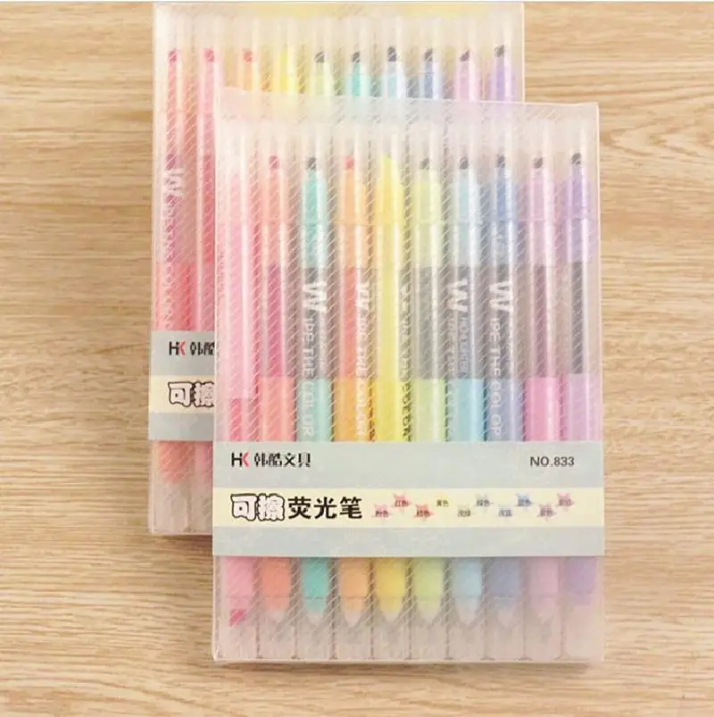 

Erasable Height Light Colour Double-headed Marker 10-color Suit Office Marker Student Graffiti Pen Handwriting Pen Highlighter