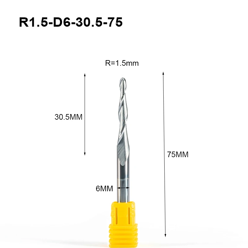 Концевые фрезы цельные твердосплавные сферические для работ по дереву и металлу
