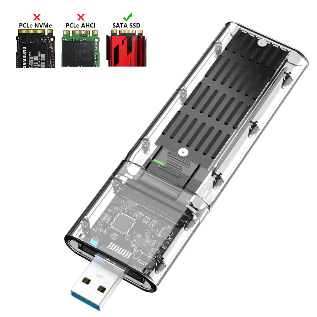 Высокоскоростной 5 ГГц M.2 к USB 3 0 SSD адаптер M2 Чехол Для PCIE NGFF SATA M / B Ключ диск Box для