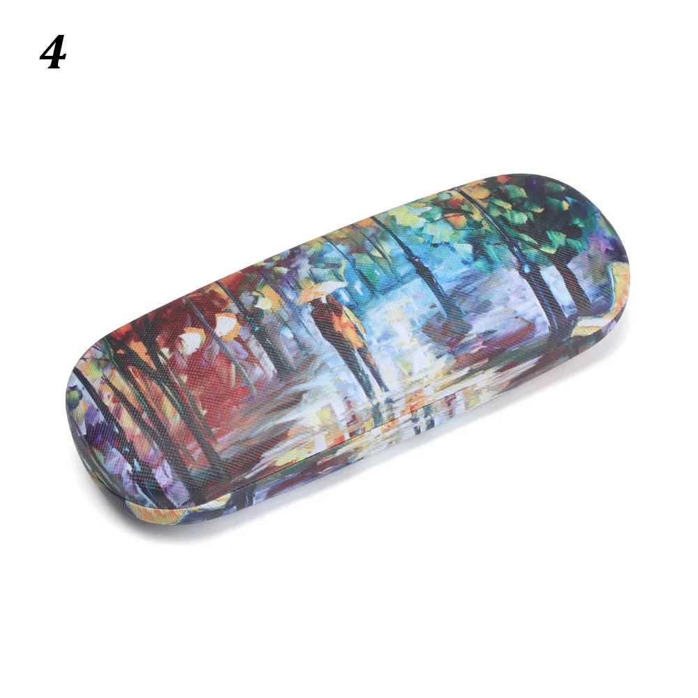 style2-4 1 шт., Чехол для очков с масляным рисунком, футляр для женщин, жесткий кожаный чехол для очков для чтения, для мужчин, Ретро стиль, унисекс, цветочный принт, защита для очков - Цвет: style2-4