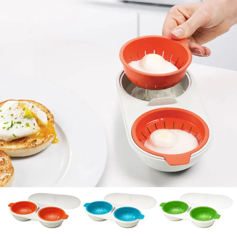 

Kitchen Breakfast Steamed Egg Set Microwave Ovens Cooking Tools Double Cup Egg Boiler Microwave Egg Poacher Food Grade Cookware