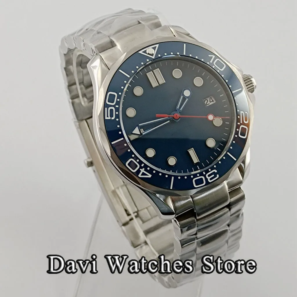 Часы мужские с синим циферблатом стерильные наручные часы сапфировым