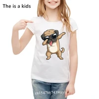 summer t shirt for girls boys cool pug roller skating animal print tshirt kawaii kids clothes dog funny t shirtdrop shipping