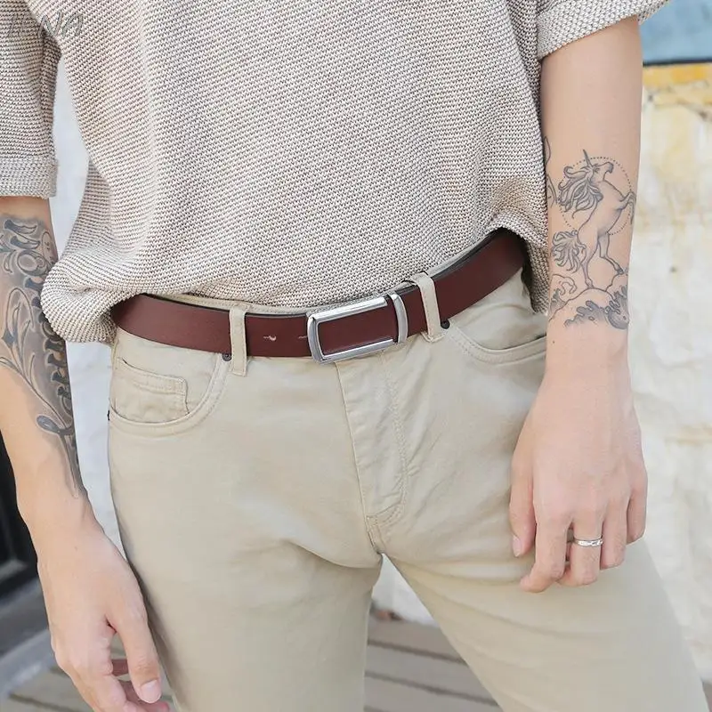 

IENA Genuine Leather Men's Belt Fashion Smooth Buckle Business Inner Buckle High-Quality Trousers Belt