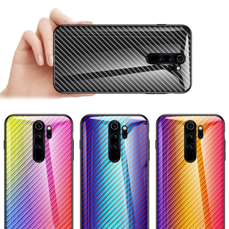 

Glass Case for Xiaomi Redmi Note 9 Pro 9S Redmi 8A Note 8T Mi 10 Mi 9T Mi CC9E K20 Pro K30 Cases Carbon Fiber Shockproof Cover