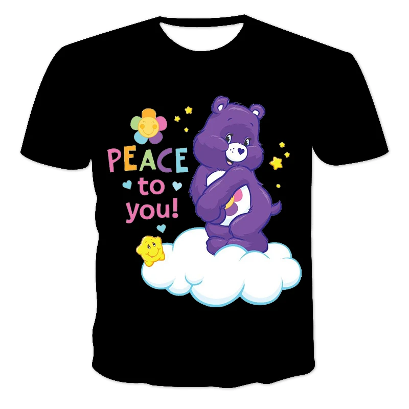 

2021 summer male and female parent-child 3D anime baby bear graphic T-shirt casual cute manga wind breathable short sleeve 6XL