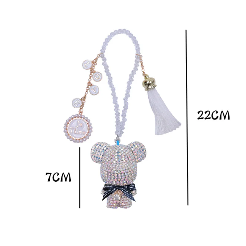 

Fashion Styling Crystal Cartoon Gloomy Bear Car Hanging Ornaments Rhinestone Tassels Pendant Rear View Mirror Car Decoration