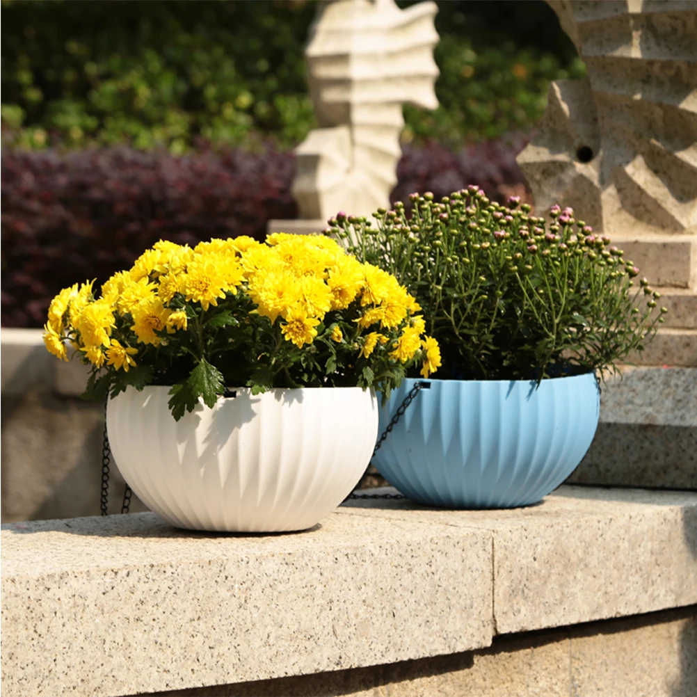 Automatic Water Suction Hanging Plant Pot Round Flower Pots Decorative Thickened Basket Home Garden | Дом и сад
