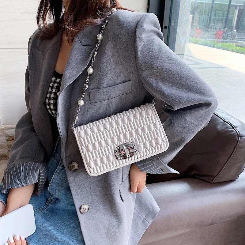 

Elegant Female Square Crossbody bag 2020 New High-quality PU Leather Women's Handbag Diamond Lock Chain Shoulder Messenger Bag