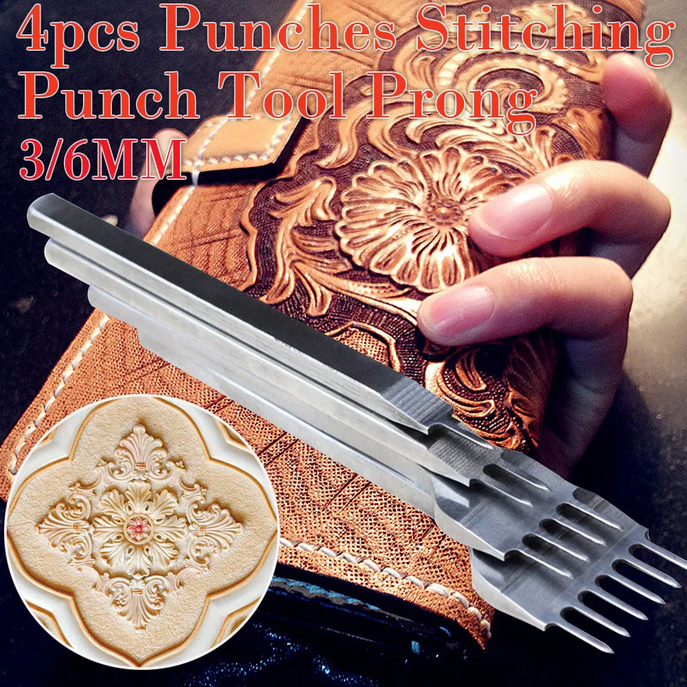 

Pcslot DIY Leathercraft Tools 3456mm Leather Hole Punches Stitching Punch Tool 1246 Prong Tools For Leather Belt Gaudily