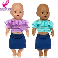 18 inch american doll clothes chiffon shirt jeans dress fit for 17 inch 43cm baby new born doll dress outifts