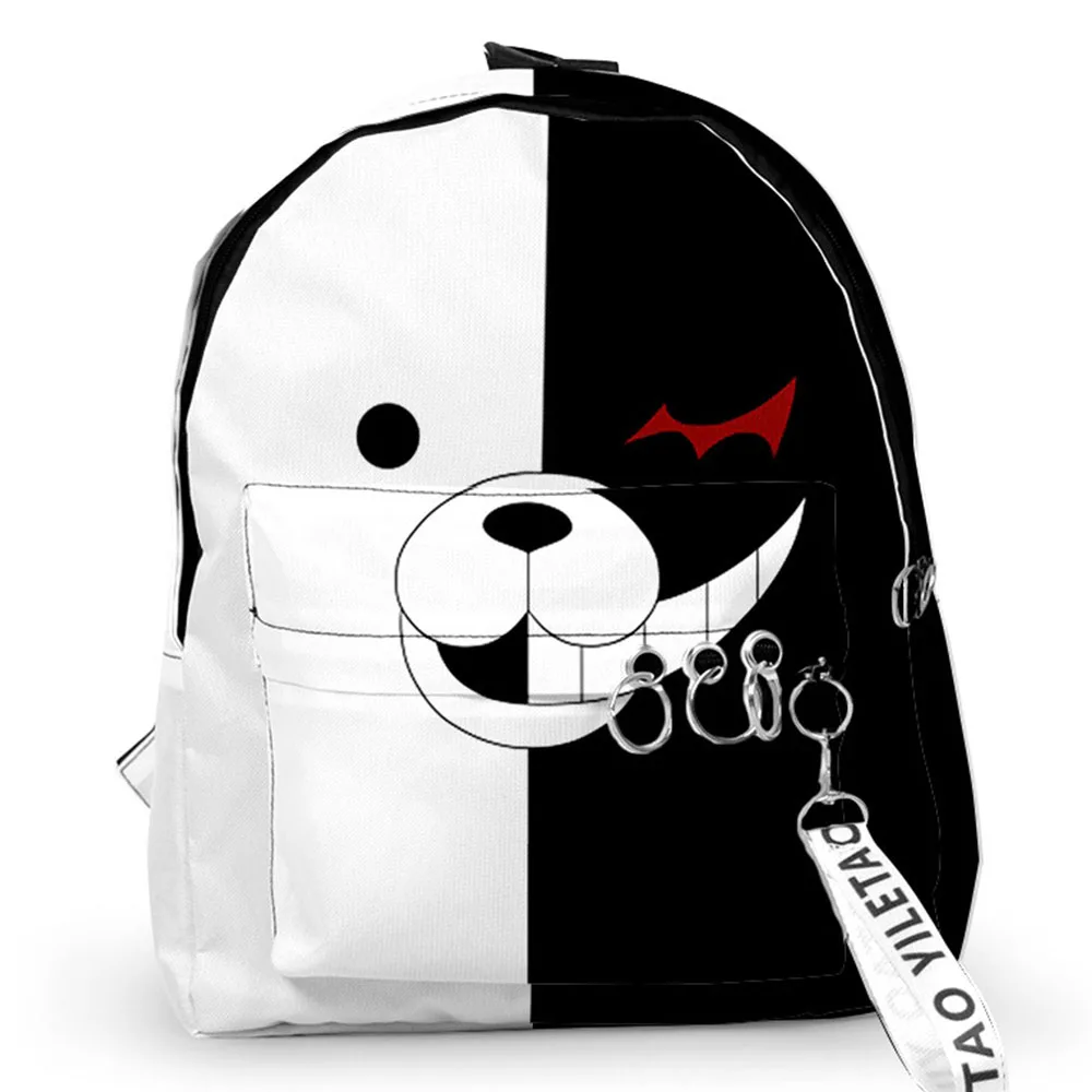 

Dangan Ronpa Women Men Backpacks Cartoon Monokuma For Teenager Girl Boy School Bags Large Capacity Travel Knapsack