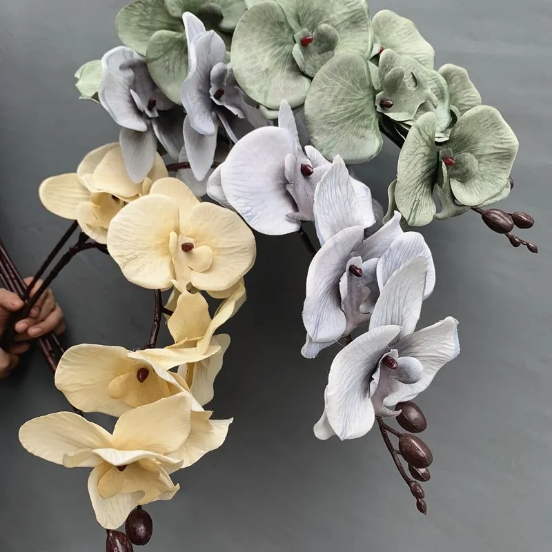 Большая Осенняя ветка 97 см 9 головок 3D печать фаленопсис 10 цветов имитация цветка