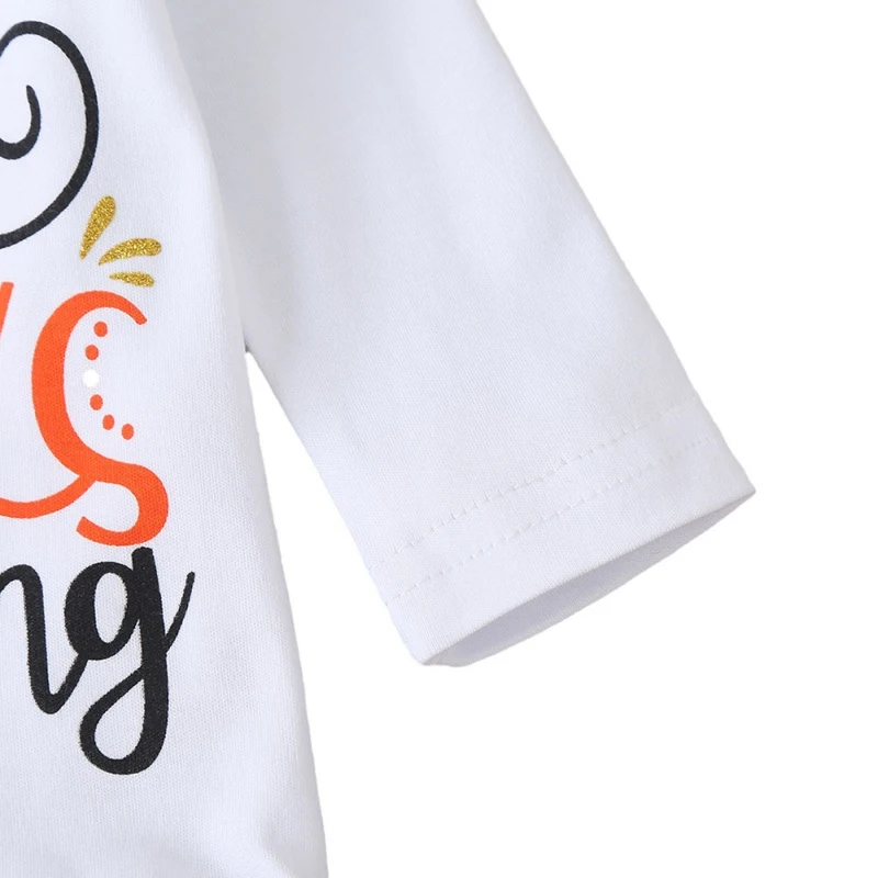 

Newborn Baby Girl Thanksgiving Clothes Autumn Long Sleeve Letters Print Romper+Mesh Skirt+Leg Warmer+Headband Romper Set2