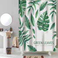 green leaves shower curtains bathroom polyester waterproof shower curtain leaves printing curtains for bathroom shower1