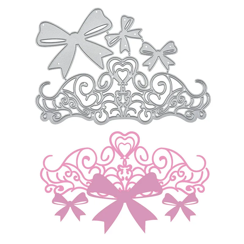 InLoveArts кружевные края форма короны металлические штампы бант трафареты для