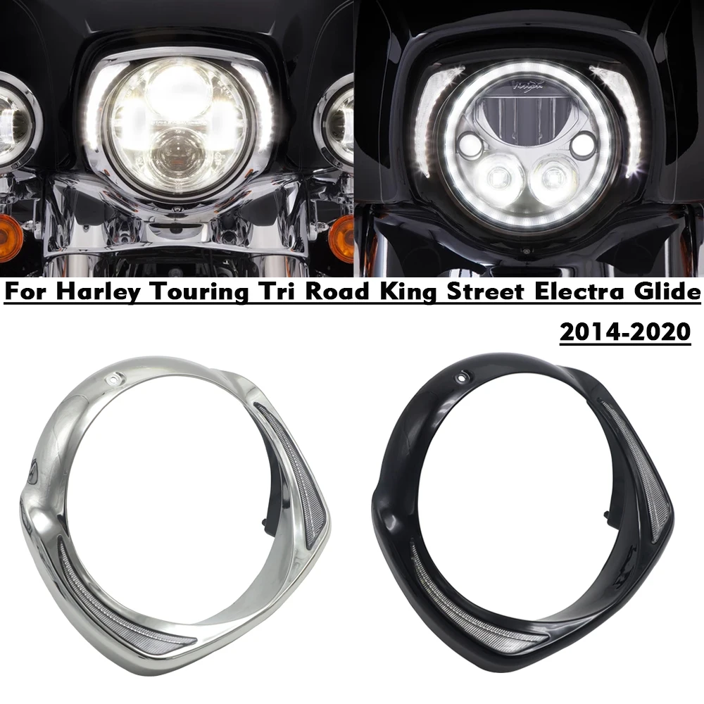 

Для Harley Touring Tri Road King светодиодный фар Стрит Глайд низкая FLHTCU ультра 7-дюймовый фар ободок отделка кольцо
