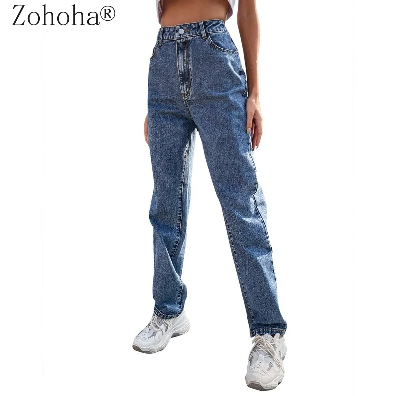

Zohoha 2021 Fashion Women's Jeans High Waist Loose Show Thin Jeans Street Style Straight Jeans