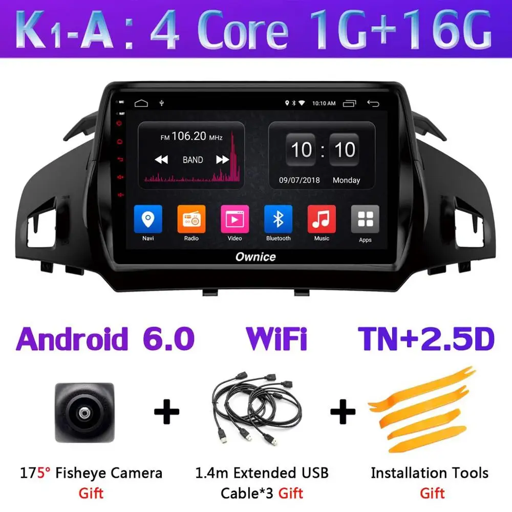 K1-A Панорамная камера 360 ° 4G SIM WiFi Android 9,0 4G+ 64G SPDIF DSP CarPlay Автомобильный плеер для Ford Kuga 2013- C-Max gps радио - Цвет: K1-A