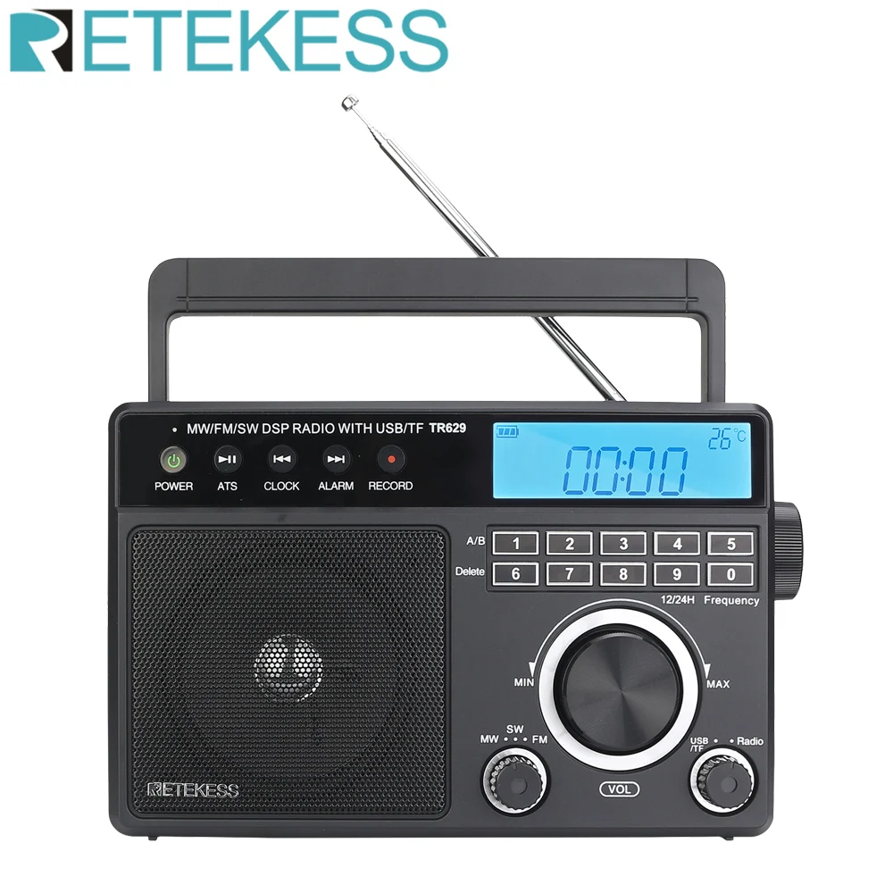 Retekess TR629 AM FM SW DSP портативное ретро радио с цифровым MP3-плеером громкий большой динамик идеально подходит для дома и старшего возраста