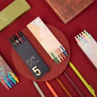 Набор гелевых чернильных ручек Kaco, 5 шт., многоцветный ретро дизайн, Линейный Маркер для рисования, Канцтовары KACOGREEN, для офиса, школы F696