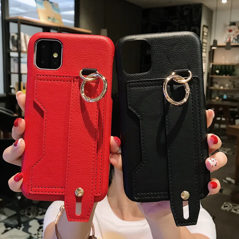 Роскошный чехол с держателем для карт iPhone12 Pro Max mini 7 8 Plus SE xr XS кожаный