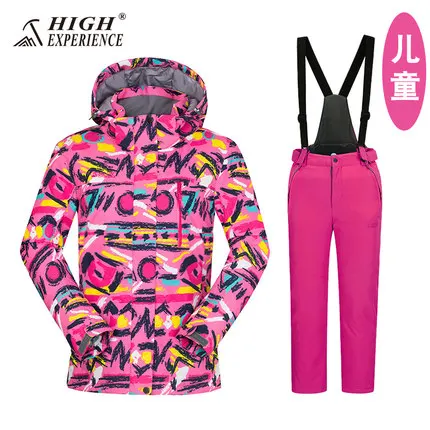 girls SET 9 Детский лыжный костюм, зимний костюм для детей, зимняя куртка и штаны, костюм для сноуборда для мальчиков и девочек, лыжная одежда - Цвет: girls SET 9
