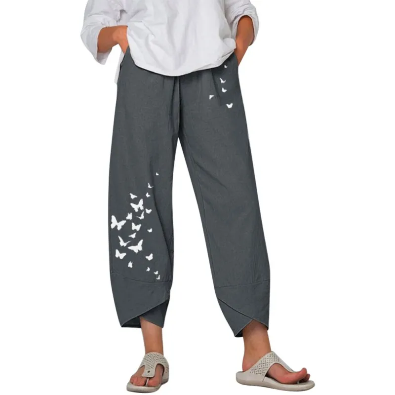 

Брюки-Капри женские летние пляжные, Повседневные Удобные укороченные штаны с принтом Палаццо для тренировок и фитнеса