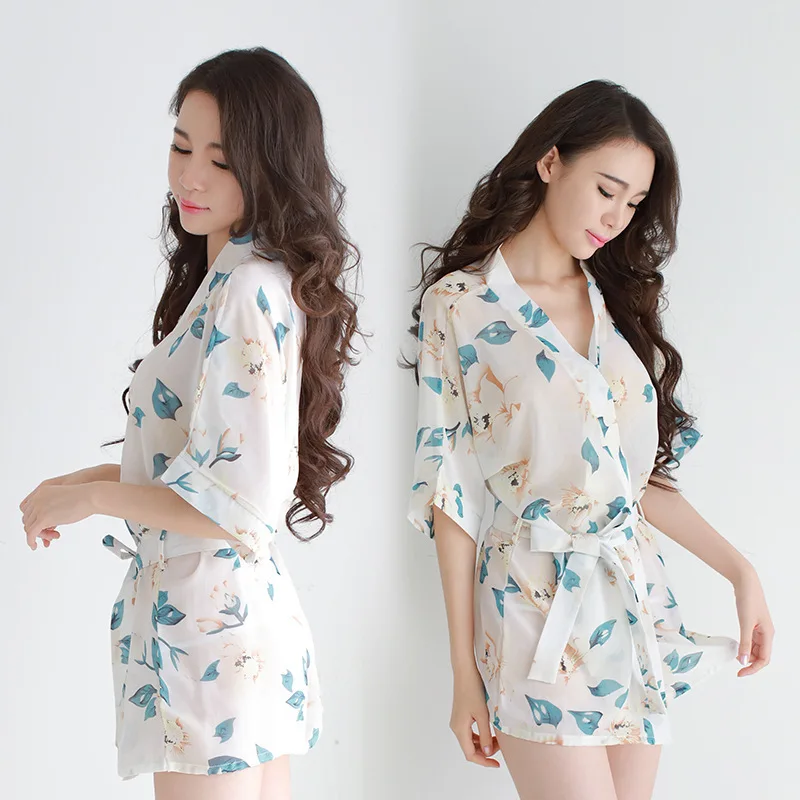 

Sexy underwear, sexy pajamas, transparent chiffon, broken flower bathrobes and suit, nightdress lingerie