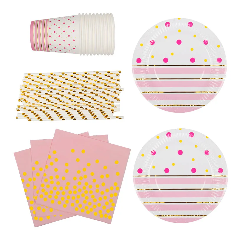 85 штук сусального золота розовые одноразовые столовые приборы на Рождество и