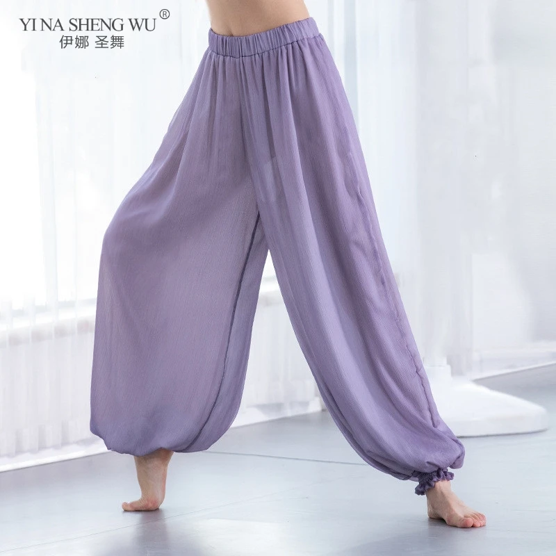 Брюки женские для танца живота шифоновые эластичные свободные штаны капри с