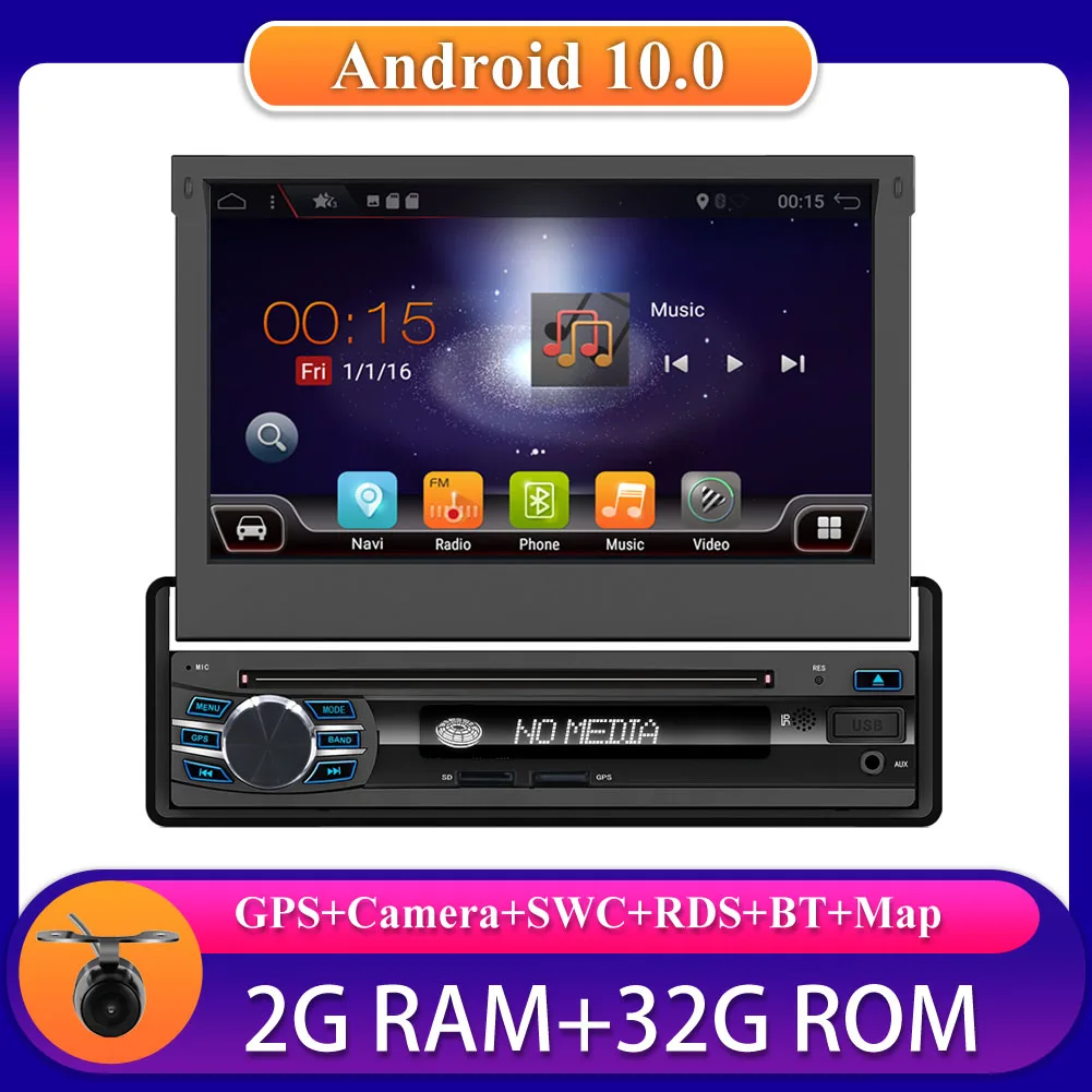 

Автомобильный мультимедийный плеер, DVD-плеер на Android 10,0, с 7-дюймовым сенсорным экраном, GPS, Wi-Fi, Bluetooth, FM радио, Типоразмер 1Din